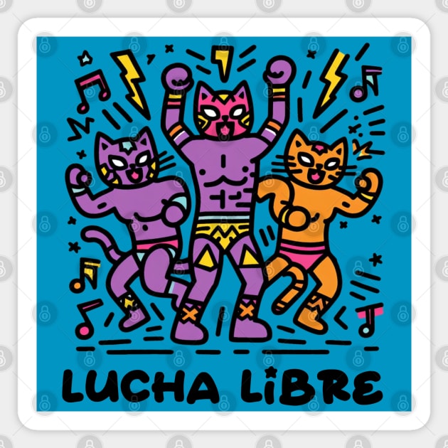 Lucha Libre Cats Sticker by Tiger Mountain Design Co.